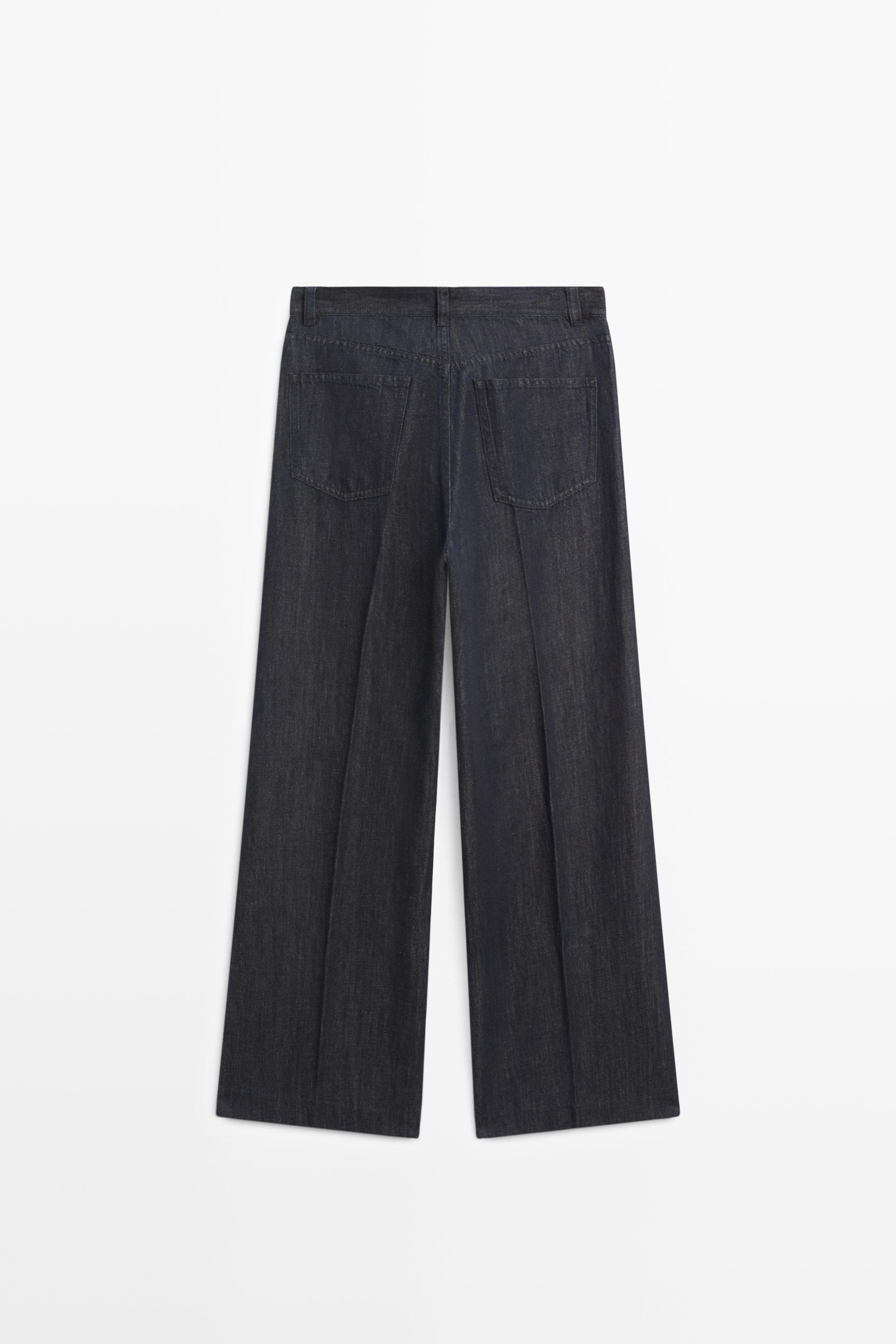 Pantalon palazzo denim taille haute